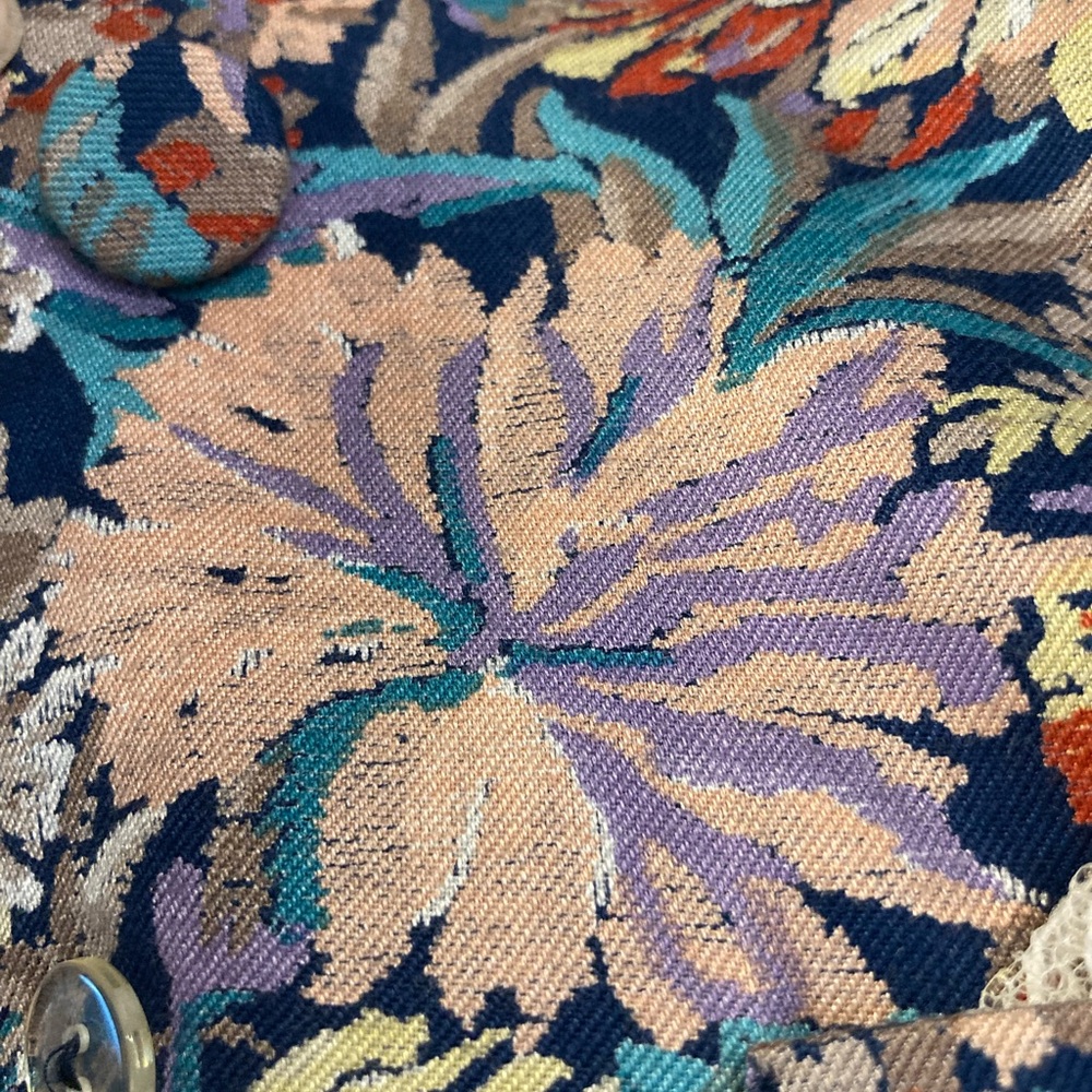 Vintage Late 80s/Early 90s Floral Cropped Women’s Short Sleeved Jacket Medium - Picture 7 of 13